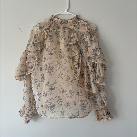 NWT MAJE Ruffle Floral Blouse - 3 - Picture 1 of 13